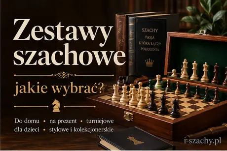 Drewniany zestaw szachowy z planszą i klasycznymi figurami Staunton